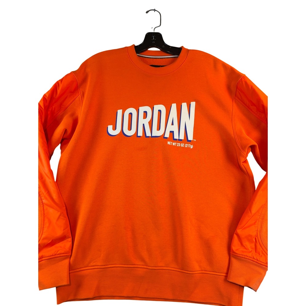 Jordan Mens Orange Graphic Crewneck Sweatshirt Mixed Media Size M